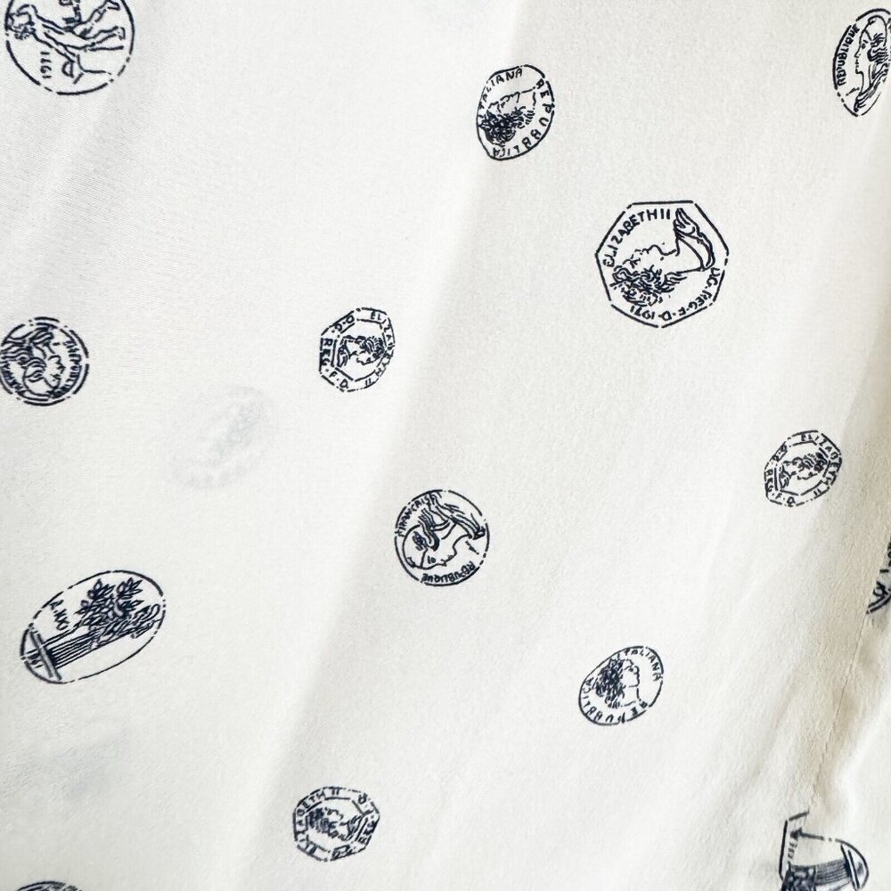 Perry Ellis Portfolio Coin Print Silk Blend Midi Skirt 6 - Picture 7 of 13
